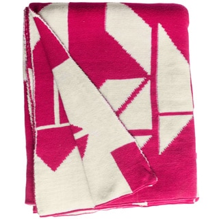 Santa Cruz Knit Beetroot Pink and White Cotton Throw (India)