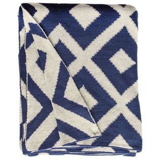 Marina Knit Indigo Blue and White Cotton Throw (India)