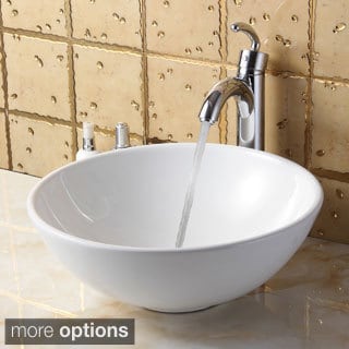 Elite 4157+882002 Round High Temperature Grade A Ceramic Bathroom Sink and Faucet