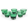 Set of 6  Handcrafted Blown Glass 'Jade Flair' Juice Glasses (Mexico)