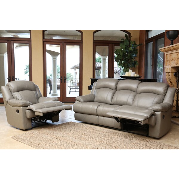 ABBYSON LIVING Clarence Top Grain Leather Reclining Sofa And Recliner ...