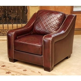 ABBYSON LIVING Sophia Burgundy Top Grain Leather Armchair