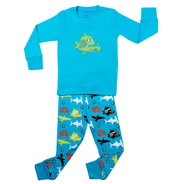 Elowel Boys' Whale Fish 2-piece Pajama Set