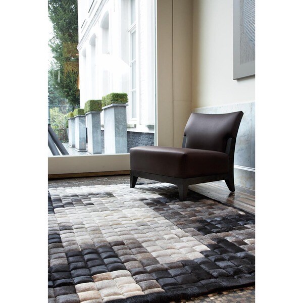 Papilio :Handmade Lynda Animal Leather Strap Rug (8' x 10')