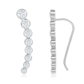 La Preciosa Sterling Silver Cubic Zirconia Ear Crawler Climber Earrings