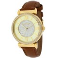 Michael Kors Women's MK2375 Catlin Champagne Crystal Pave Dial Leather Watch 