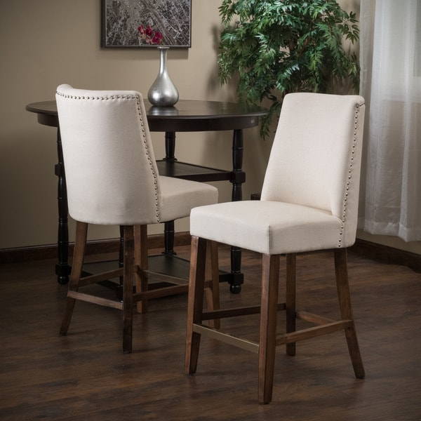 Christopher Knight Home Harman Fabric Counter Stool Beige (Set of 2