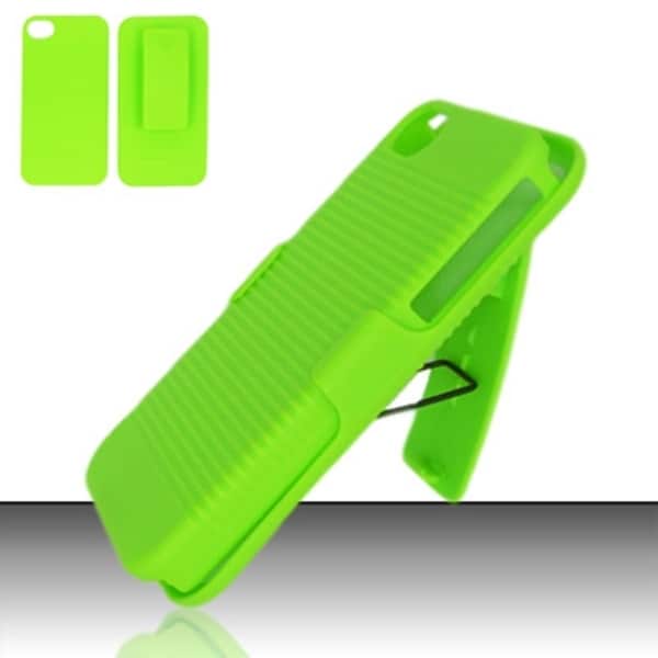 INSTEN Hard Plastic Rubberized Matte Phone Case Cover with Holster For Apple iPhone 4/ 4S
