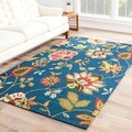 Indo Hand-tufted Blue/ Multi-colored Floral Wool Area Rug (5' x 8')