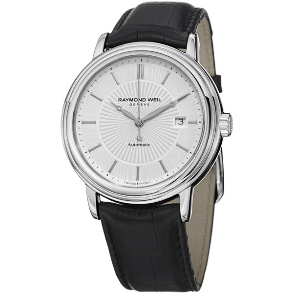Raymond Weil Men's 2847-STC-30001 'Maestro' Automatic Silver Dial Black Leather Watch