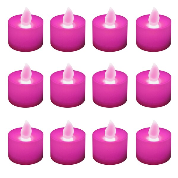 Battery Operated Pink LED Tea Light Candles (12-pack)