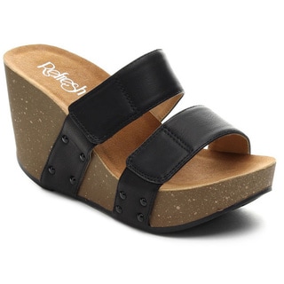 Refresh Women's MARA-07 Slide On Two Band Platform Wedges