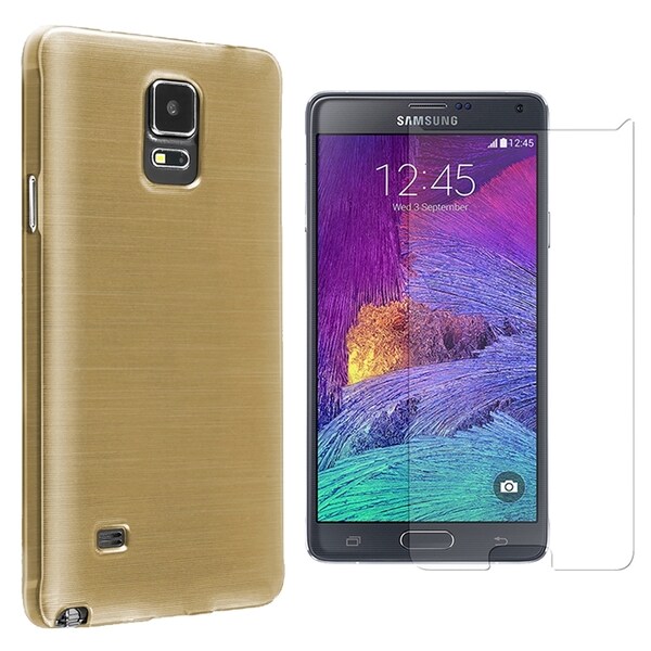 INSTEN Silk TPU Rubber Candy Skin Phone Case Cover Combo With Anti-Glare Screen Protector For Samsung Galaxy Note 4