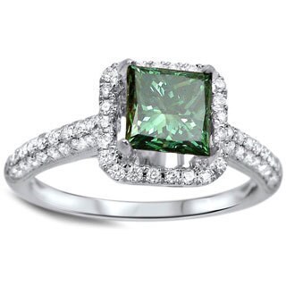 Green diamond wedding rings