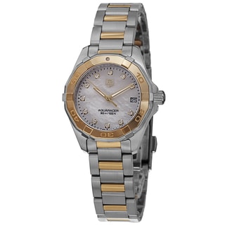Tag Heuer Women's WAY1451.BD0922 '300 Aquaracr' Mother of Pearl Dial Two Tone Bracelet Quartz Watch