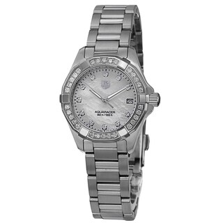 Tag Heuer Women's WAY1414.BA0920 '300 Aquaracr' Mother of Pearl Diamond Dial Stainless Steel Bracelet Watch