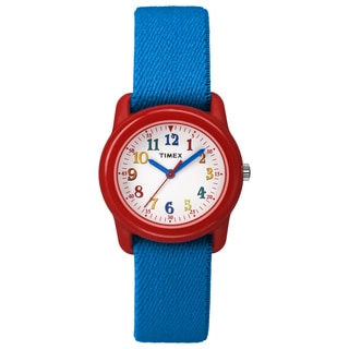 Timex TW7B995009J Kids' Kids Red Analog Blue Elastic Fabric Strap Watch