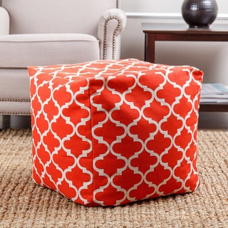 ABBYSON LIVING Milana Moroccan Red Lattice 21-inch Square Pouf