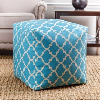 ABBYSON LIVING Milana Moroccan Light Blue Lattice 21-inch Square Pouf