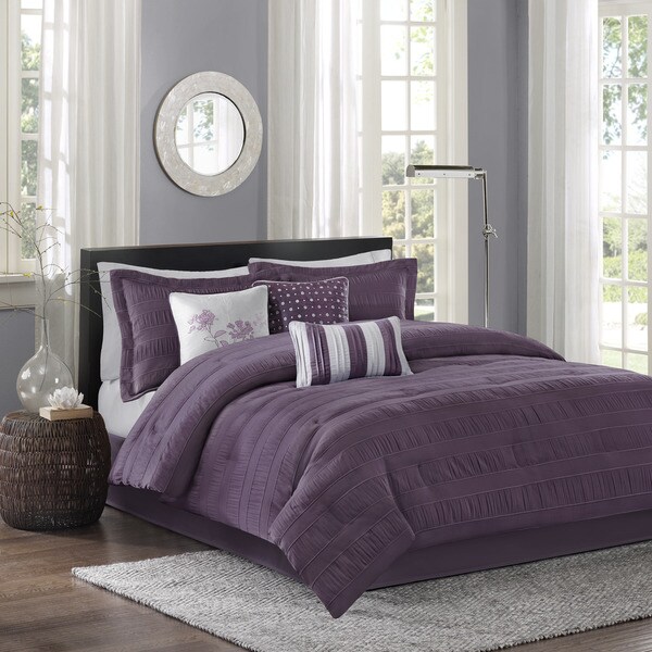 Madison Park Richmond Plum 7-Piece Comforter Set - King Size As Is Item