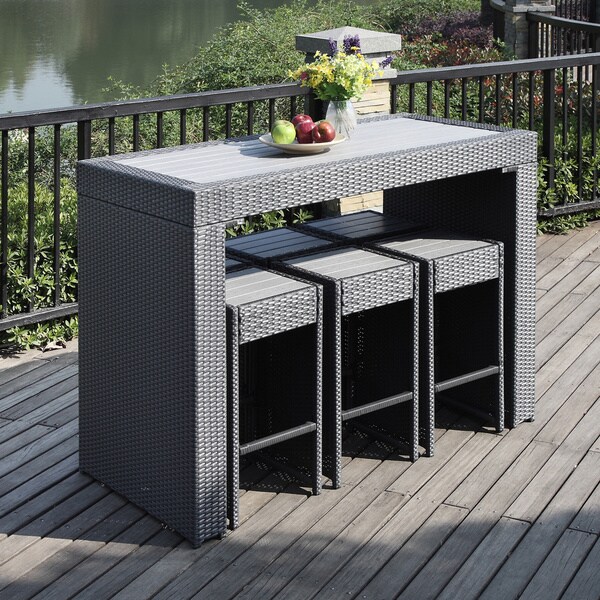 Portfolio Aldrich Grey 7piece Indoor/Outdoor Resin Wicker Barstool