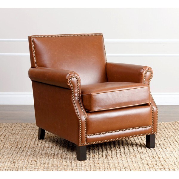 ABBYSON LIVING Chloe Antique Red Leather Club Chair - 16980815