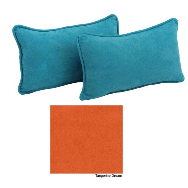 Blazing Needles Microsuede Back Support Throw Pillows Set of 2 Tangerine Dream As Is Item