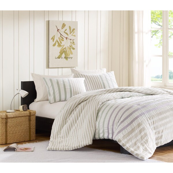 Ink and Ivy Sutton 3-piece Comforter Set King-Pastel Stripe As Is Item