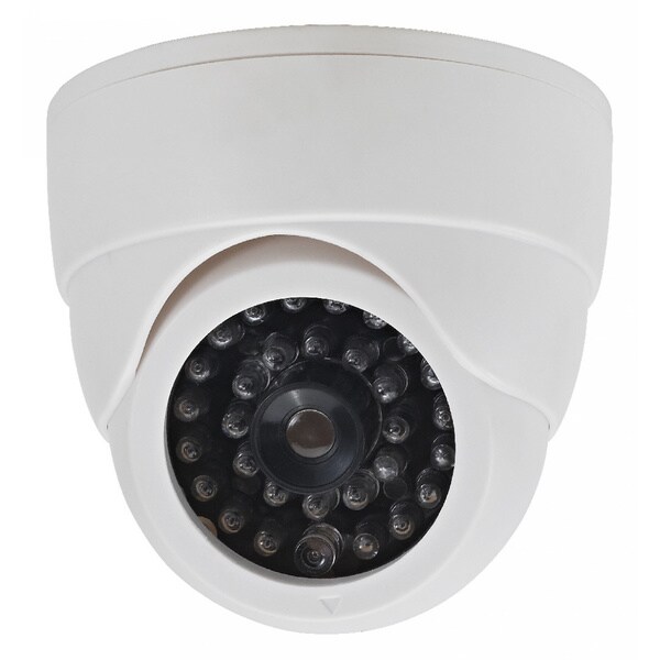 White Dummy Non-functioning Security Camera with LED Light
