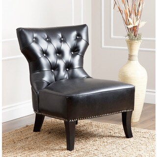 Abbyson Living Sedona Black Leather Nailhead Chair