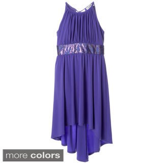 Sophia Christina Girls' Halter High-low Sequin Waistband Dress