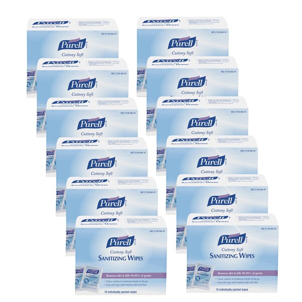 Purell Individual Wipes 12 packs of 18 wipes (216 wipes) 16985881