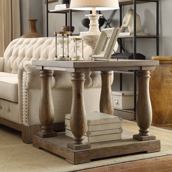 INSPIRE Q Edmaire Rustic Baluster Weathered Pine End Table Overstock Shopping Great Deals on