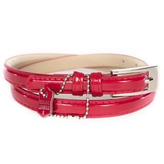 Women's Burgundy Patent Leather Skinny Belt