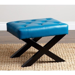 ABBYSON LIVING Devona Turquoise Bonded Leather Bench Ottoman