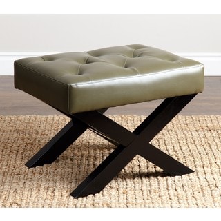 ABBYSON LIVING Devona Green Leather Bench Ottoman