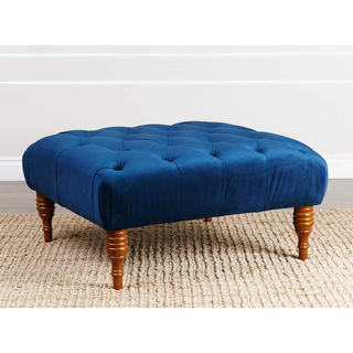 ABBYSON LIVING Audrey Navy Blue Velvet Tufted Cocktail Ottoman