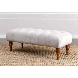 ABBYSON LIVING Audrey Ivory Velvet Tufted Cocktail Bench