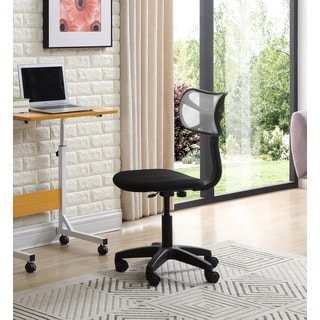 Armless Black Task Chair with Mesh Back