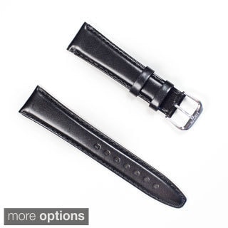 Banda Black Italian Leather Stainless Buckle Watch Band