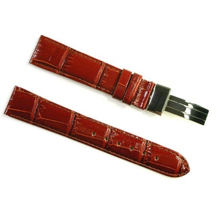 Banda Patel Brown Gator-print Italian Leather Deployment Clasp Watch Band