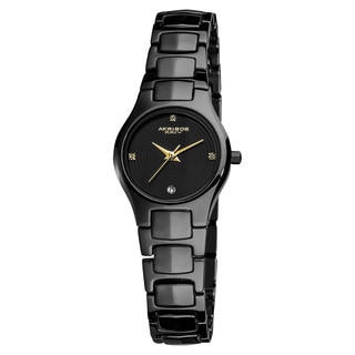 Akribos XXIV Women's Slim Quartz Movement Ceramic Bracelet Watch