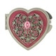 1928 Silver-toned Enamel/ Crystal Heart Mirror Compact