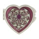 1928 Silver-toned Enamel/ Crystal Heart Mirror Compact