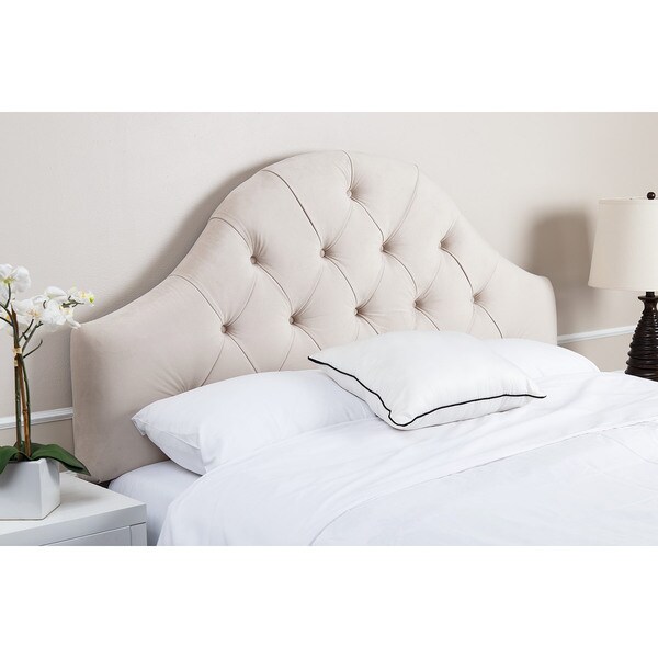 ABBYSON LIVING York Tufted Arch Ivory Velvet Headboard 16997681