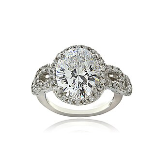 Icz Stonez Sterling Silver 100 Facet Cubic Zirconia Bridal Ring