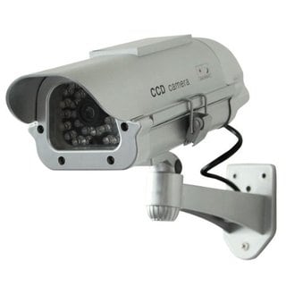 Solar-powered Silver Indoor/ Outdoor Dummy Security Camera with LED