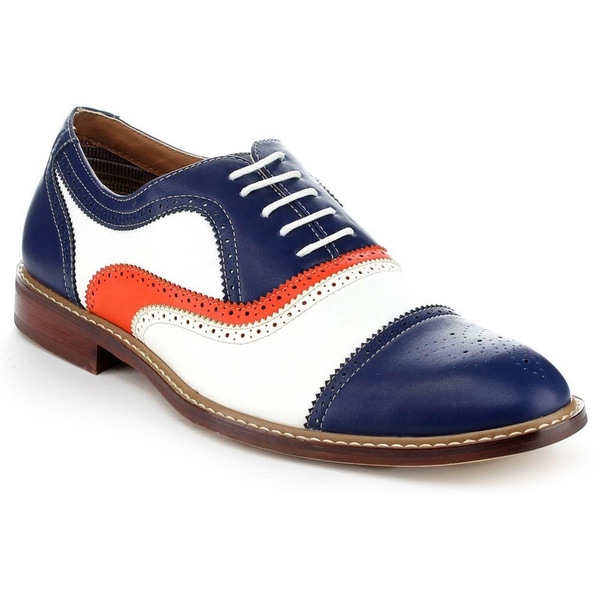 Ferro Aldo Men's MFA-19355 Blue Colorblocked Oxford Shoes - Overstock ...