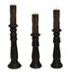 Casa Cortes Turned Wood Pillar Candle Holders (Set of 3)