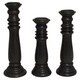 Casa Cortes Turned Wood Pillar Candle Holders (Set of 3)